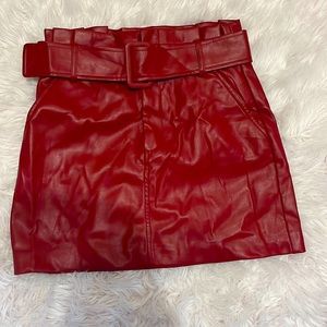 Zara red faux leather skirt